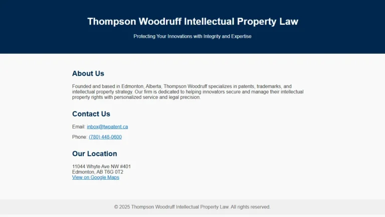 Thompson Woodruff IP Law - Edmonton, AB Thompson Woodruff IP Law - Edmonton, AB