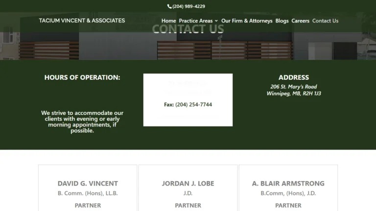 Tacium Vincent and Associates - Winnipeg, MB Tacium Vincent and Associates - Winnipeg, MB