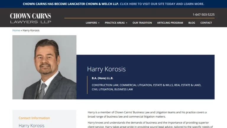 Harry Korosis (Lancaster Chown & Welch LLP) - St. Catharines, ON Harry Korosis (Lancaster Chown & Welch LLP) - St. Catharines, ON