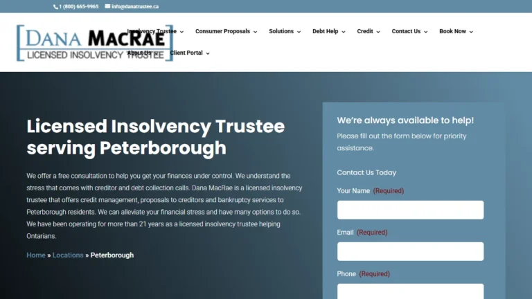 Dana MacRae Licensed Insolvency Trustee - Peterborough, ON Dana MacRae Licensed Insolvency Trustee - Peterborough, ON