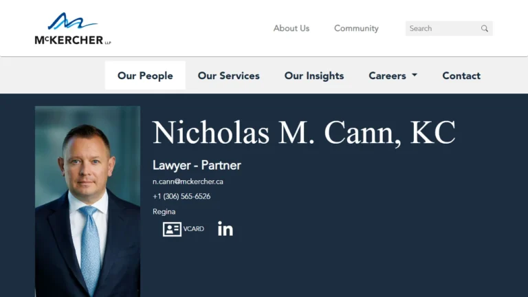 Nicholas M. Cann - McKercher LLP - Regina, SK Nicholas M. Cann - McKercher LLP - Regina, SK