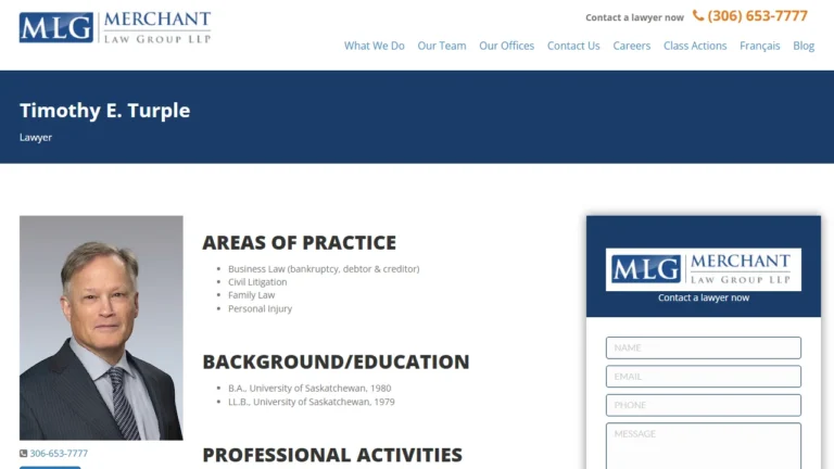 Timothy E. Turple (Merchant Law Group LLP) - Saskatoon, SK Timothy E. Turple (Merchant Law Group LLP) - Saskatoon, SK